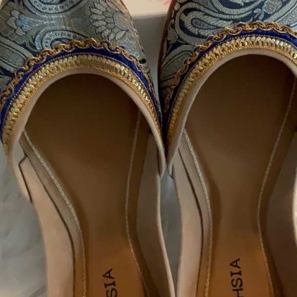 Fuchsia Women's Blue and Gold Loafers - Picture 3 of 10